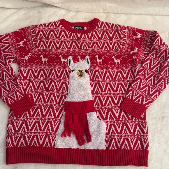Carbon 100% Cotton Llama ‘Ugly’ Christmas Sweater, Adorable! - Picture 14 of 16